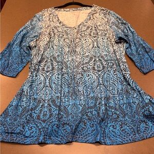 Woman Within Floral Blue Ombré Tunic Sz 3x